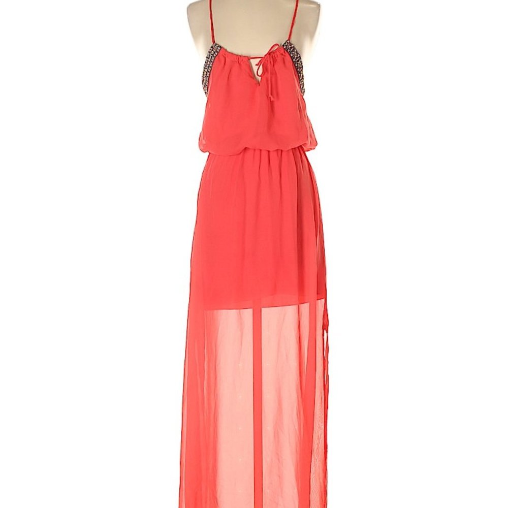 👀Later S Pink/red high low  dress